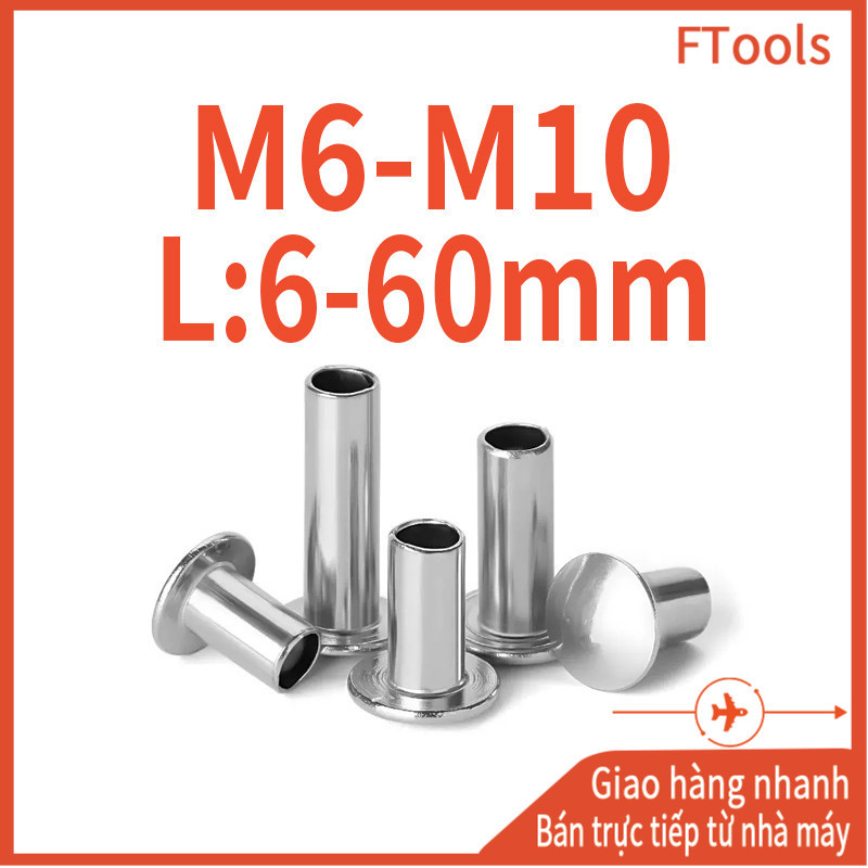 Đinh tán rỗng Đinh rút tán rive phẳng bằng inox 304 size M6 M8 M10 dài 6-60mm XD-VN