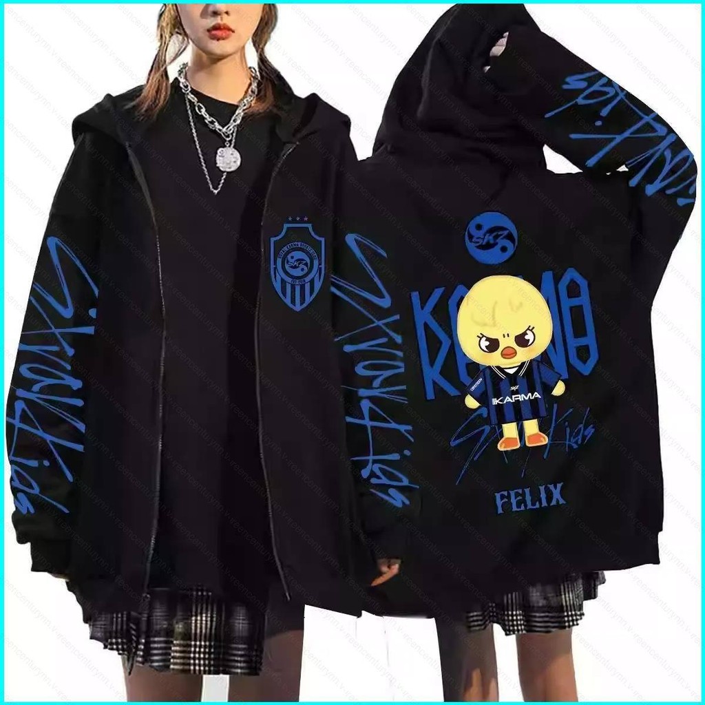 GN Stray Kids skzoo KARMA anime dây kéo Áo khoác Hoodie Unisex Top NG
