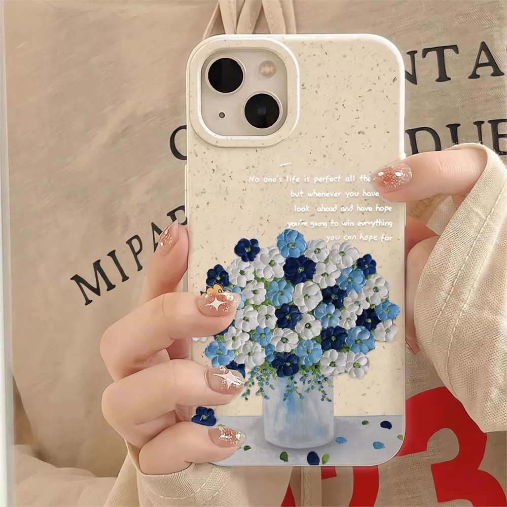 Blue Series Bó hoa Tulip có thể phân hủy Cao su mềm tương thích iPhone 17AIR 17PROMAX Lỗ lớn 16 17 1