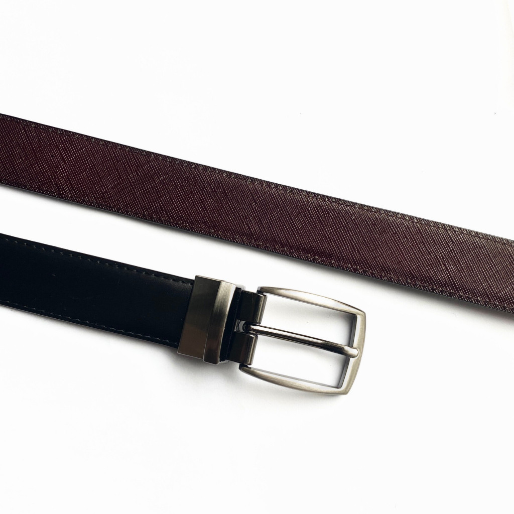 Thắt lưng nam,dây nịt nam FTT Leather da bò mặt khóa xỏ kim 2 mặt bản nhỏ 3cm màu đen sang trọng