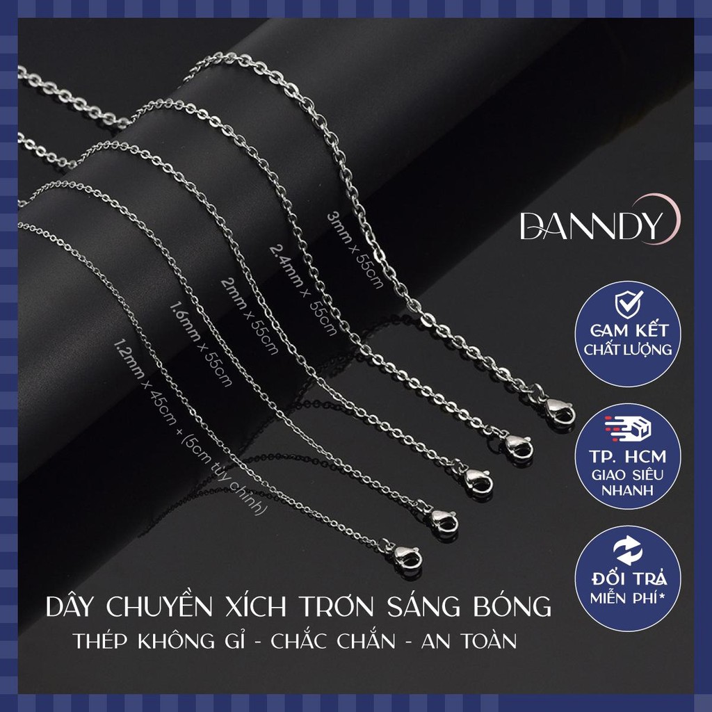 Dây chuyền xích tròn trơn thép không gỉ sáng bóng. Vòng cổ Uniex basic mắt xích tròn cao cấp | Dandy