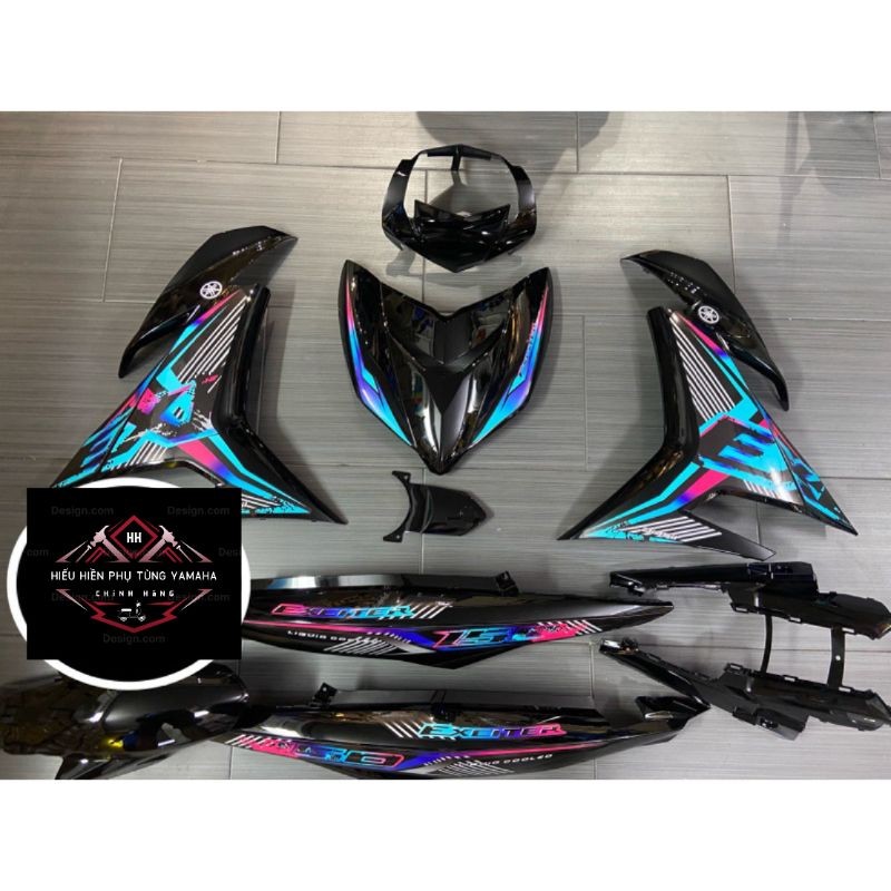 Dàn áo Exciter 150 đen bóng kèm tem Ex 7 màu thời trang