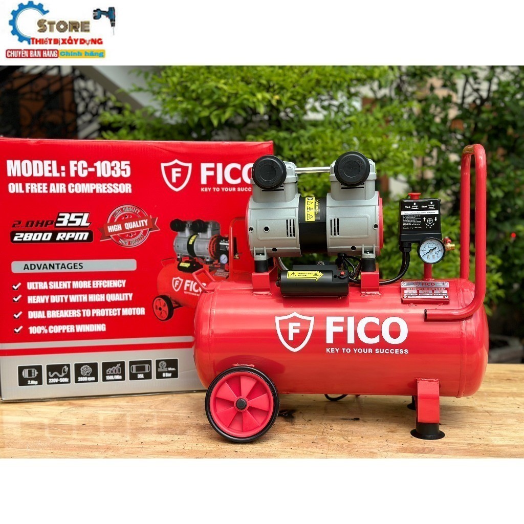 Máy nén khí không dầu 35 lít FICO FC-1035 mẫu mới ,bh 12 tháng Store thiết bị HUKAN