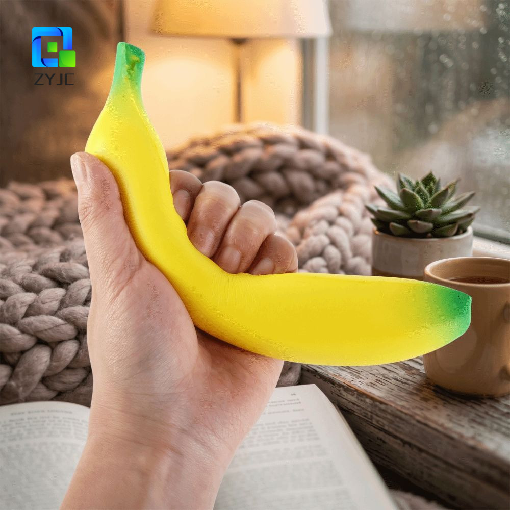 ZYJC Đồ chơi chuối phục hồi chậm, Chuối mềm mại hình quả chuối, Máy ép mô phỏng dễ thương Chuối tăng