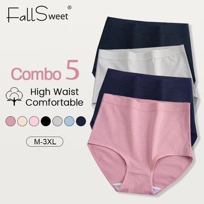FallSweet Combo 5 Quần Lót Cotton Cao Cấp Thoải Mái Kháng Khuẩn Plus Size M-3XL