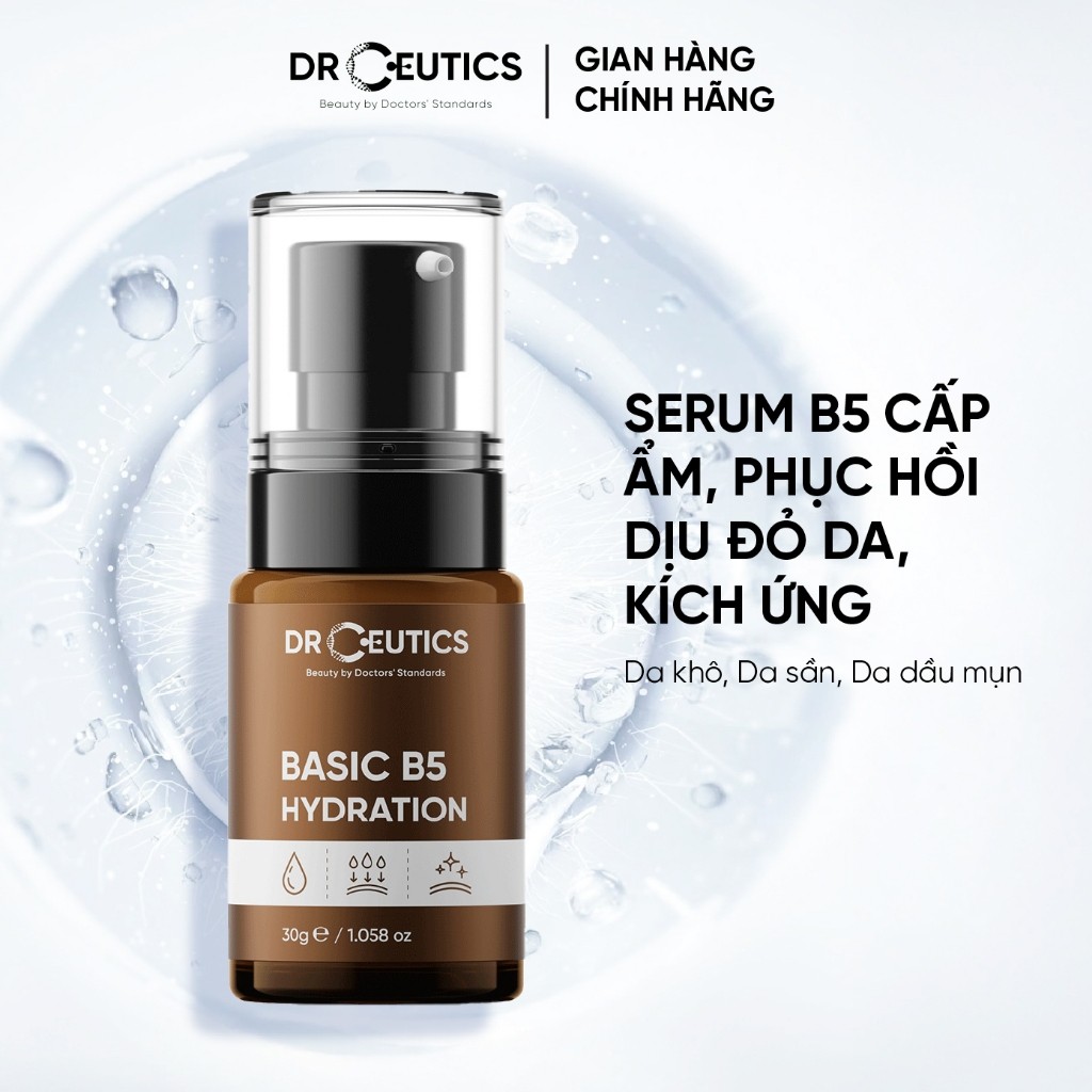 DRCEUTICS Tinh Chất B5 Basic Hydration 5% DrCeutics Cho Da Dầu Mụn (30ml)