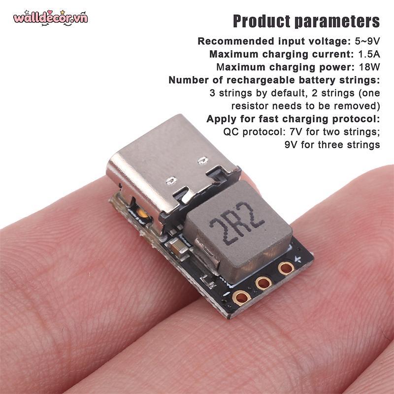 Wa 1 / 3 Cái Type-C 2S / 3S 3.7V Sạc Mô-đun Sạc DC 4.5 ~ 9.5V Board Boost Converter 18650 Nguồn Điện