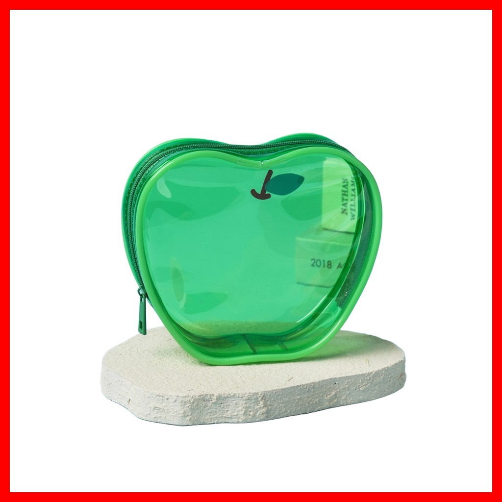 [daiso] Túi hình Apple, Xanh lá cây, 1 cái/ Túi Hàn Quốc/ Thiết kế Apple vui nhộn/ Chính hãng của K-