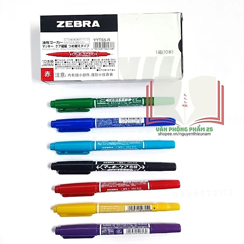 Bút lông dầu 2 đầu Zebra nhật bản- bút dạ kính Zebra hàng chính hãng.