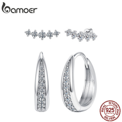 Bông tai Moissanite bạc Bamoer 925 sáng với giấy chứng nhận Trang sức dành cho nữ Quà tặng