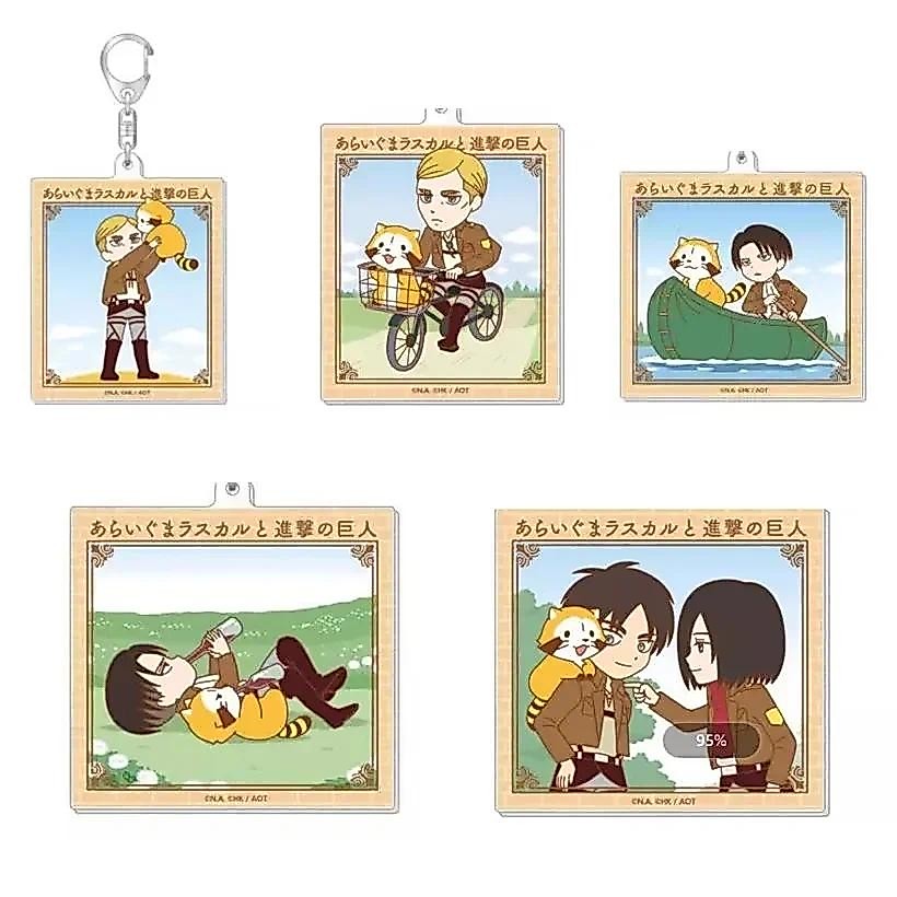 Game Eren Yeager Erwin Smith Levi Ackerman Mikasa Keychain Doll Anime Acrylic Keyring for Gift
