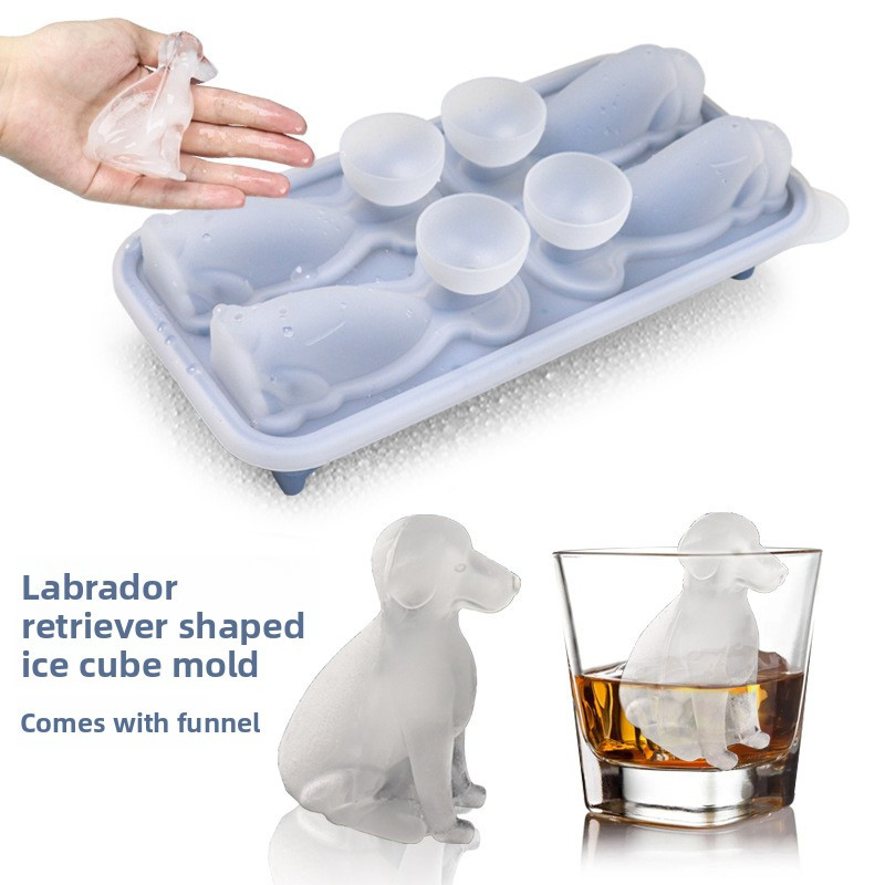 Silicone Ice Cube Ice Hockey Khuôn Động Vật Đá Labrador Ice Cube Chó Cube Khuôn Làm Đá