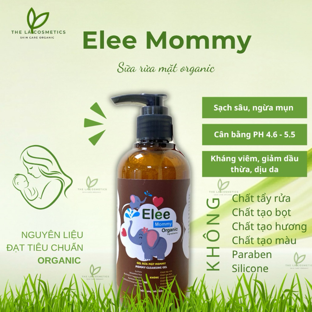 [ CHÍNH HÃNG 100%] ELEE MOMMY SỮA RỬA MẶT ORGANIC DÀNH CHO DA NHẠY CẢM, MẸ BẦU & TRẺ EM