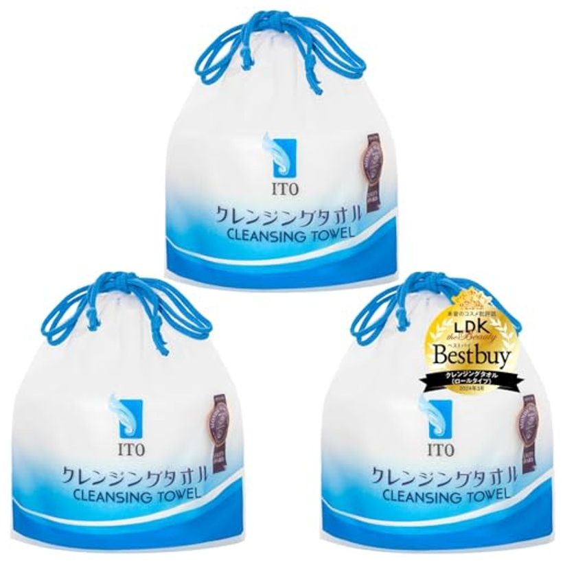 [Set of 3] ITO Cleansing Towels, Custom Length Disposable Towels, Wet and Dry Use, Facial Towels, Co
