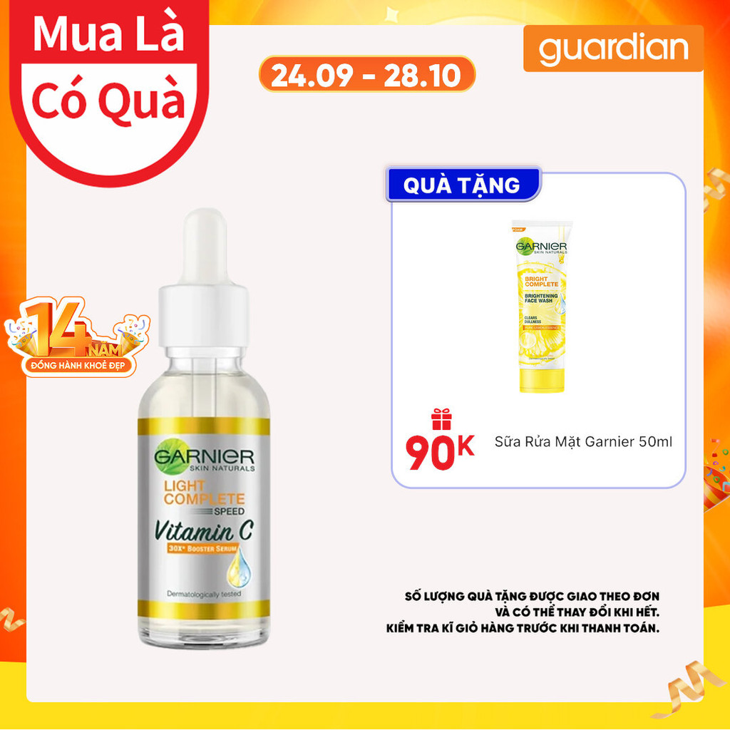 Tinh Chất Tăng Cường Sáng Da Mờ Thâm Light Complete 30x Vitamin C Booster Serum Garnier 30ml