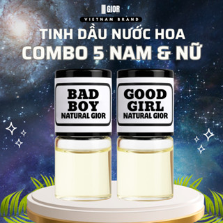 Tinh Dầu Thơm Hương Nước Hoa Thơm Quần Áo Combo 5 Chai Natural Gior, Perfume Oil mẫu thử , lưu hương 12h