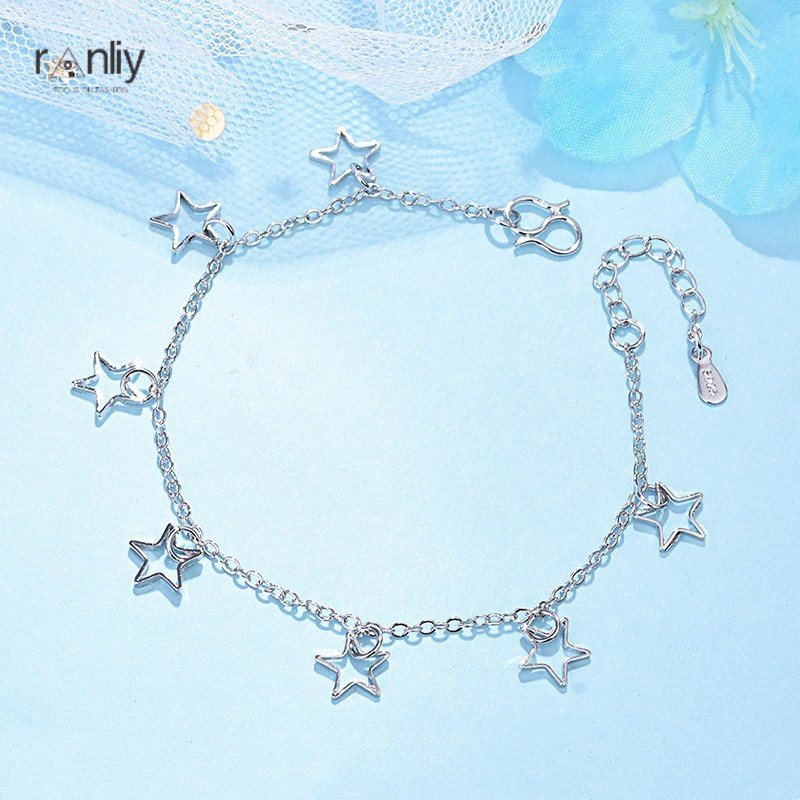 【ranliy】Trang sức lắc chân bạc Vòng tay ngôi sao rỗng
