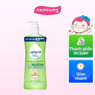 Sữa tắm gội trẻ em hàng ngày bảo vệ và nuôi dưỡng da và tóc bé Lactacyd STG Extra Milky 800ml