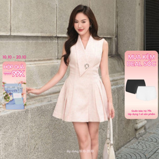 Váy Đầm Vest Nữ JOVEN Amy Thiết Kế Cổ Lệch Tùng Váy Xếp Li 2 Bên Váy Đi Tiệc Sang Chảnh