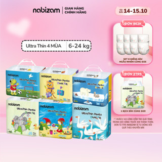 [LIVE KOL] Combo 4 Bịch Tã/Bỉm Quần NABIZAM ULTRA THIN 4 Mùa Mỏng Mềm Hơn, Thấm Hút Nhanh Hơn Size Cho Bé 6-24kg