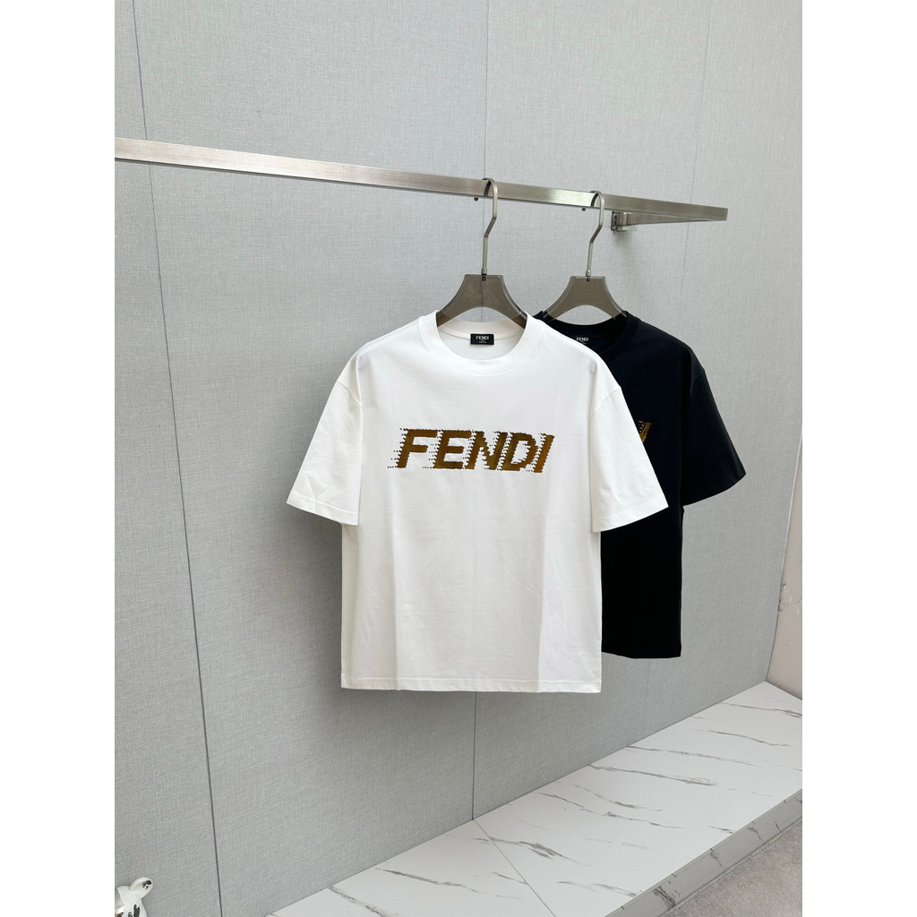 Áo cặp đôi ngắn tay cỡ lớn Fendi / FENDI Unisex, áo sơ mi cơ sở kinh doanh đồng thương hiệu sáng tạo