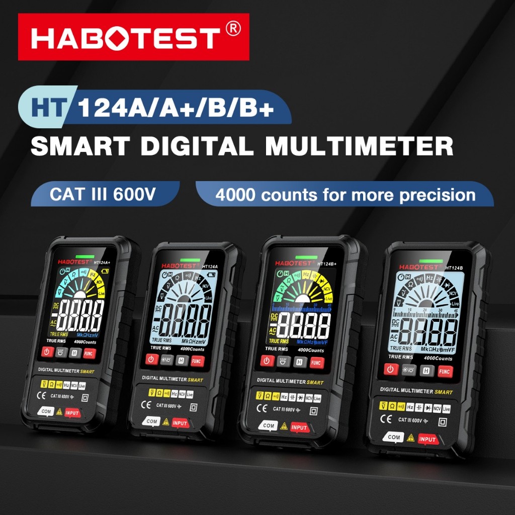 HABOTEST HT124A + / HT124B + Series Đồng hồ vạn năng thông minh kỹ thuật số 4000 Đếm tự động chạy