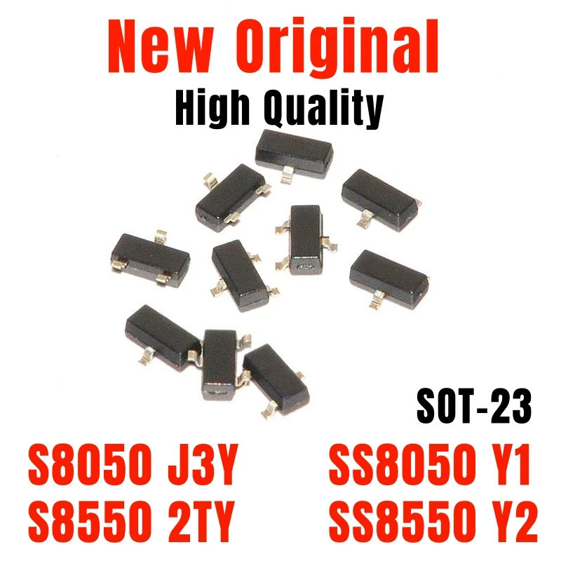 200 Miếng Transistor SMD S8050 J3Y, S8550 2TY, SS8050 Y1, SS8550 Y2 NPN CHIP bóng bán dẫn PNP SOT-23