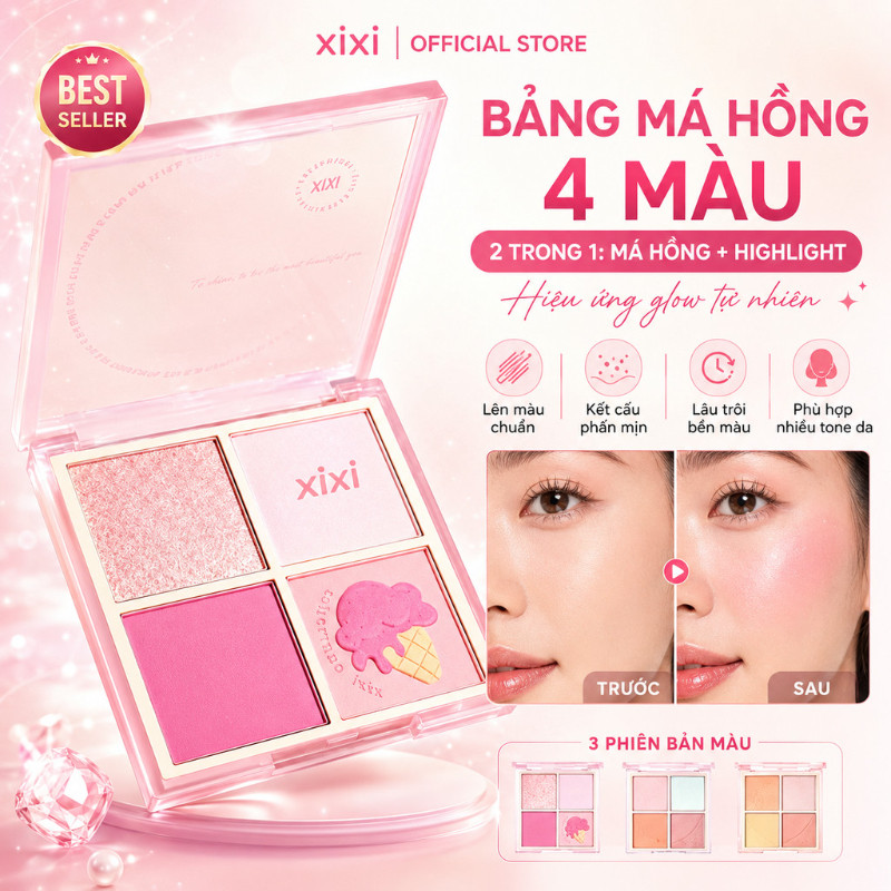 XIXI 4Màu Phấn Mắt Bảng Phấn Mắt Bốn Màu Phấn Má Hồng 2in1 Blush Và Eye Shadow Nature Eye Shadow 511