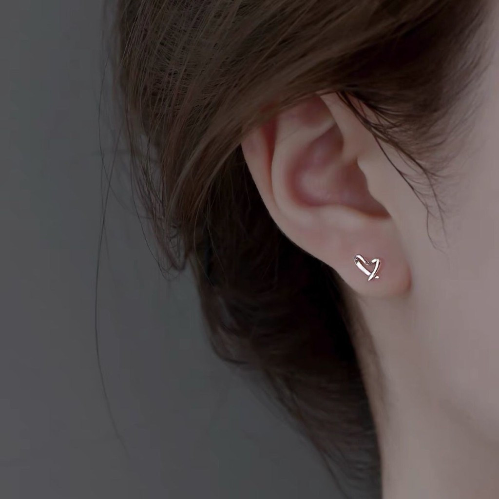 Ear piercing silver ear studs mini earrings for female students, hypoallergenic tb Baiyang Fashion R