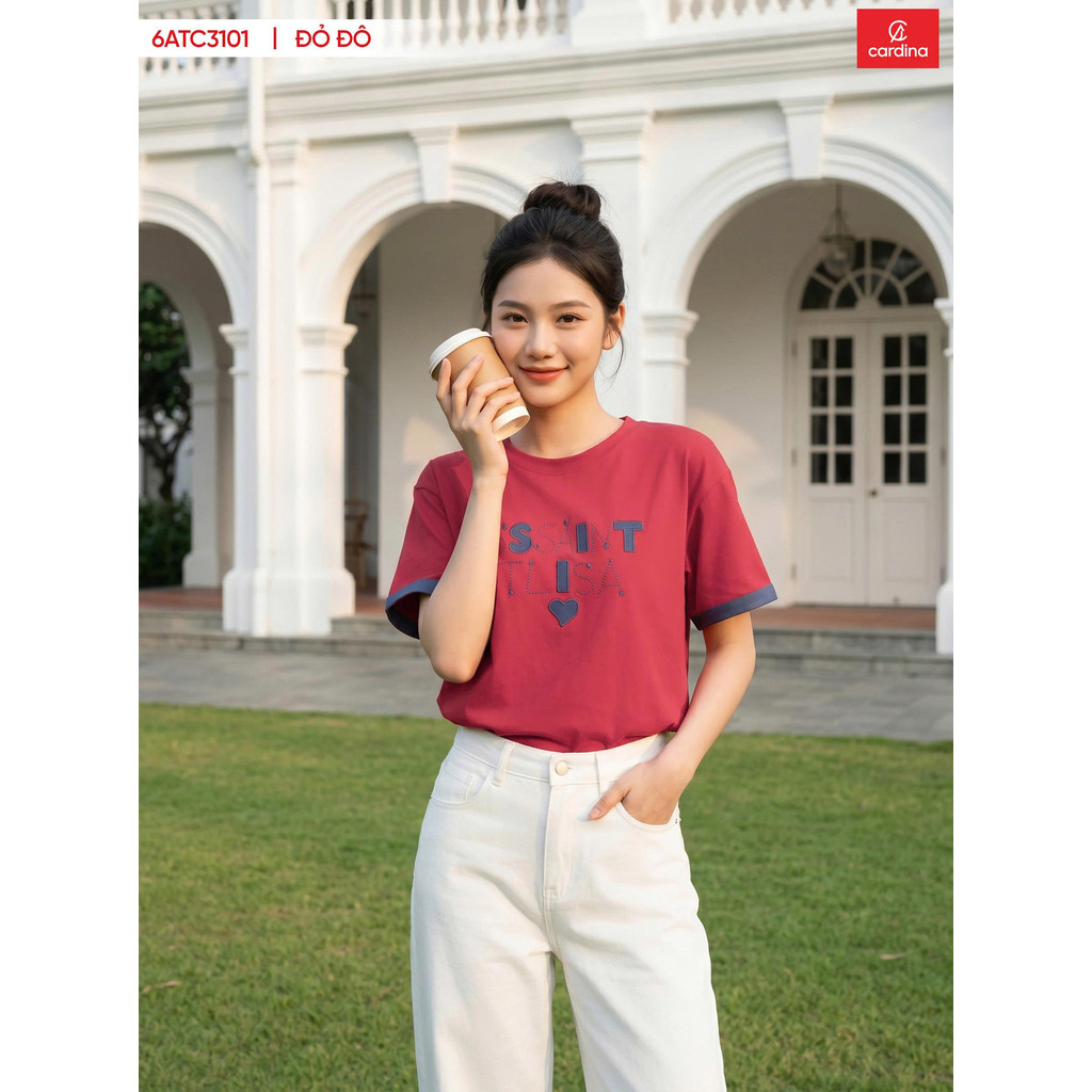 Áo Thun Cotton Cao Cấp Nữ Cổ Tròn Phối Màu Thời Trang Cardina 6ATC31