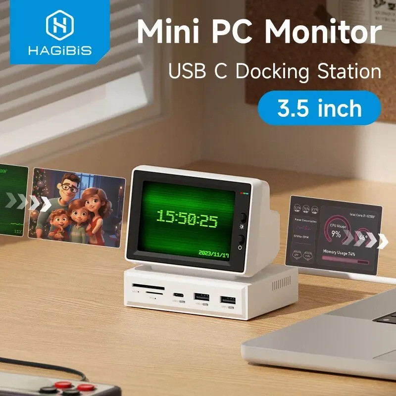 Hagibis 3.5 Inch IPS Mini Màn Hình AIDA64 Mini PC CPU RAM HDD Màn Hình Hiển Thị Màn Hình Phụ Với USB