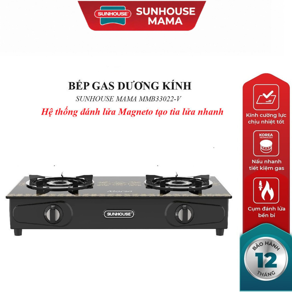 Bếp Gas Dương Kính Sunhouse MAMA MMB33022-V, 72x42cm, Vàng