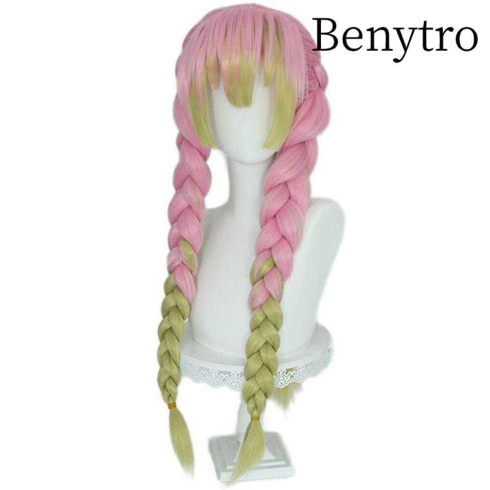 BENTTRO Demon Slayer Cosplay Tóc Giả, Long Demon Slayer Kimetsu no Yaiba, Chống Hồng Xanh Nhiệt Mits