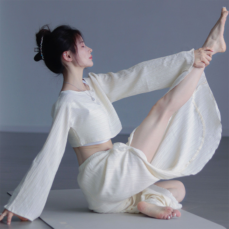 Set Yoga Pilates Nữ Áo Croptop Tay Dài Kèm Quần Dài Cạp Cao – Đồ Tập Co Giãn Thoáng Khí