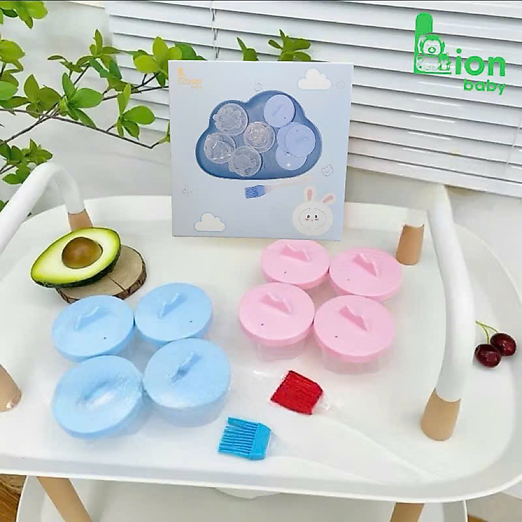 Khuôn làm bánh, plans,hấp trứng, đậu hũ non hình dễ thươn (4 khuôn tặng chổi phết dầu) cho bé cực kì thích thú-Bonbaby19