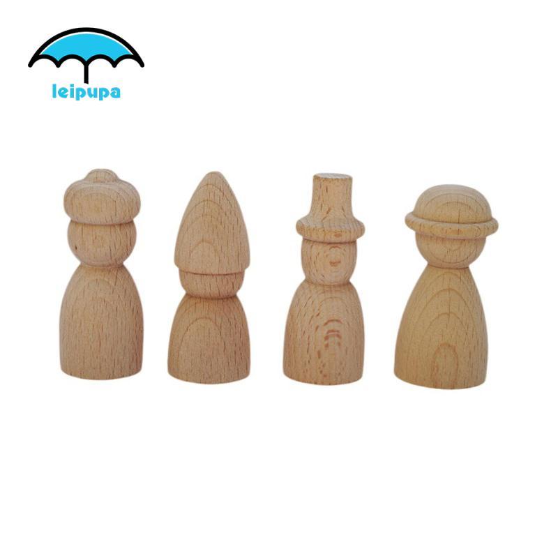 4 Búp bê chốt gỗ Đồ chơi Montessori Peg People cho trò chơi Trẻ mới biết đi Trẻ em