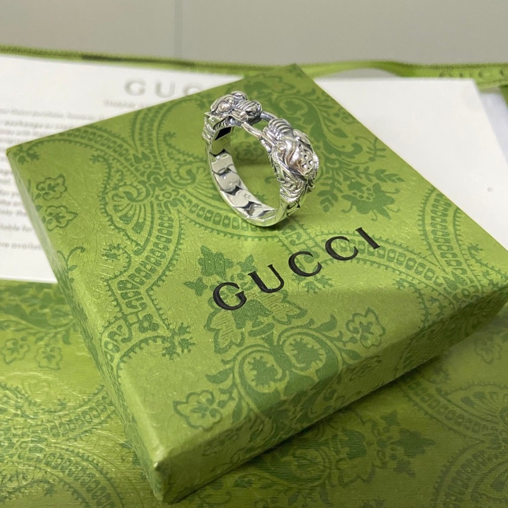 FBHC GG Ancient Home  925Sterling Silver Ring Interlocking Double Tiger Head Ring Bold and Unique Ri