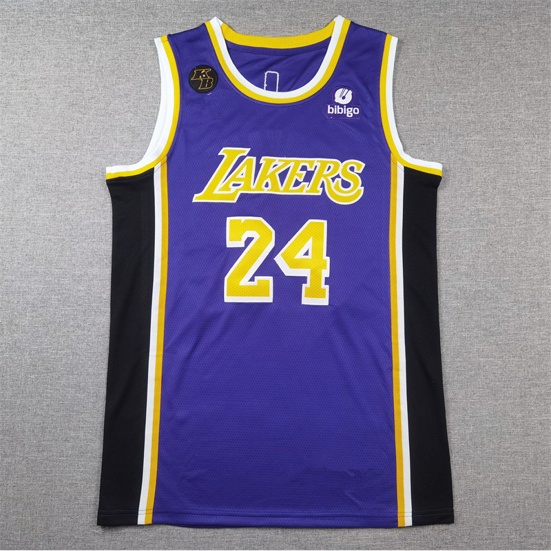 Áo bóng rổ Jersey LAKERS Retro Thêu Vest 24 KOBE Màu tím Phiên bản kỷ niệm BRANT LAKERS