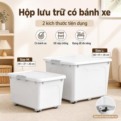 Hộp lưu trữ đa năng có nắp,Thùng đựng đồ gia dụng,Chất liệu PP chắc chắn, Nắp đậy kín chống ẩm, tay cầm chắc chắn