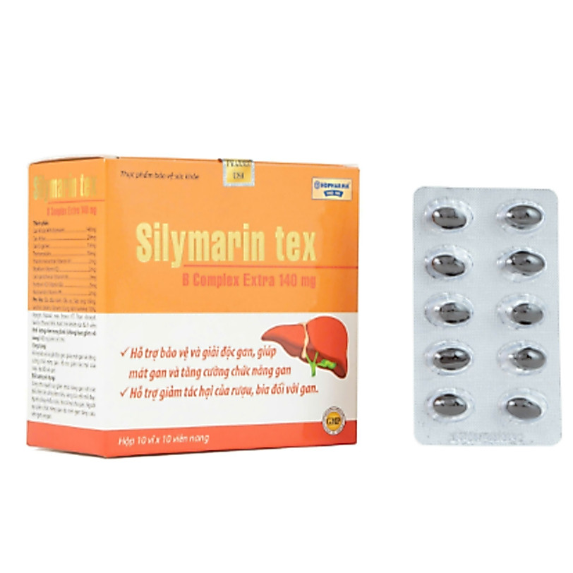 Silymarin tex B Complex Extra 140mg  bổ gan mát gan tăng cường chức năng gan, hạ men gan silymarin 1
