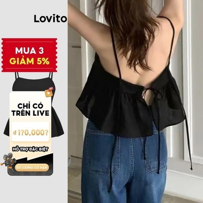 (Phong cách thường ngày) Lovito Áo Tank Top Plain Backless Tie Back Tank Top dành cho nữ L121MD336