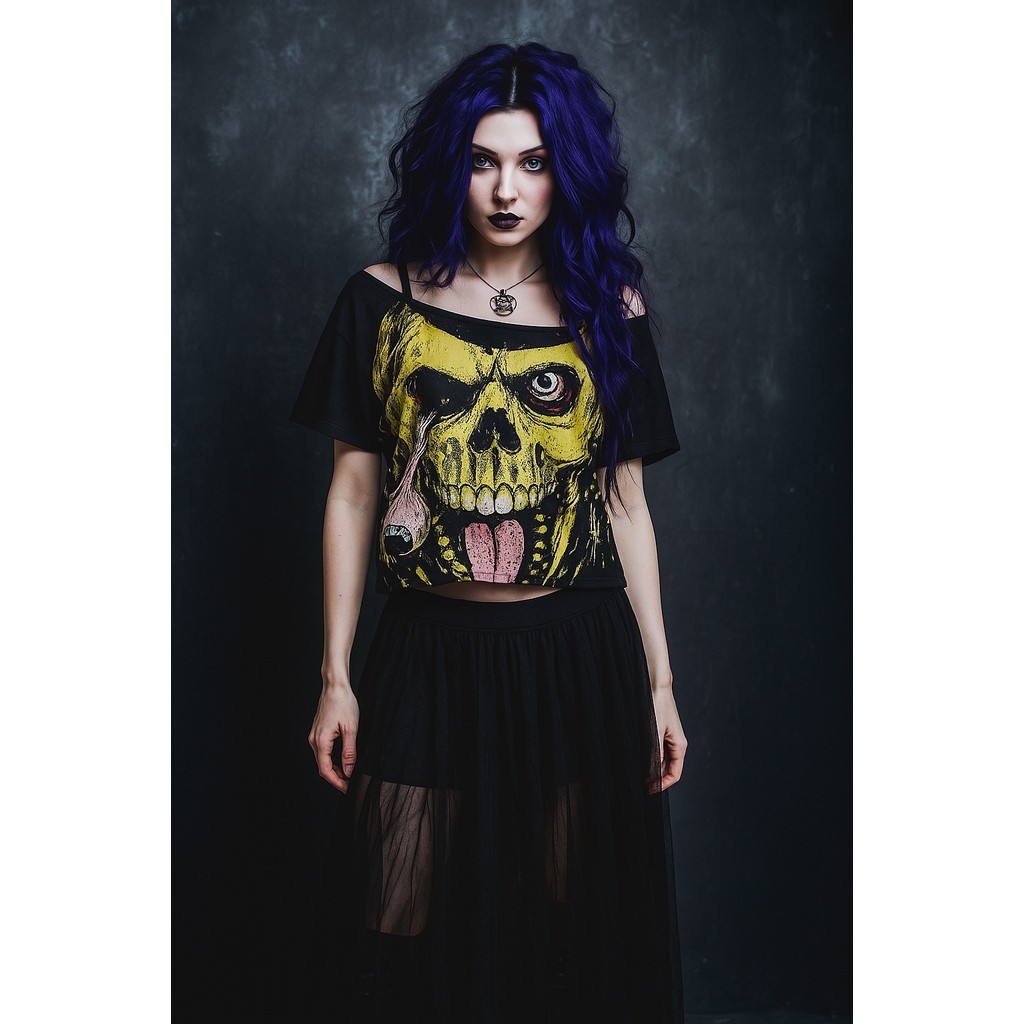 Đức Đơn E * MP Zombie Siêu Ngắn Rời Cổ Tròn Lớn quây Gợi Cảm Buckbill Cổ Mắt Ngắn Hot Girl Dạo Phố Á