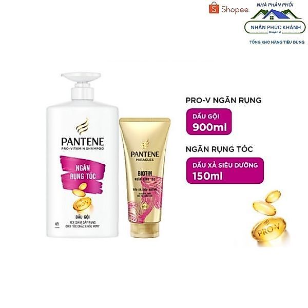 [1 Bộ] Dầu gội Pantene Ngăn Rụng Tóc 900Ml Và Dầu xả 150Ml 3PDK_65316
