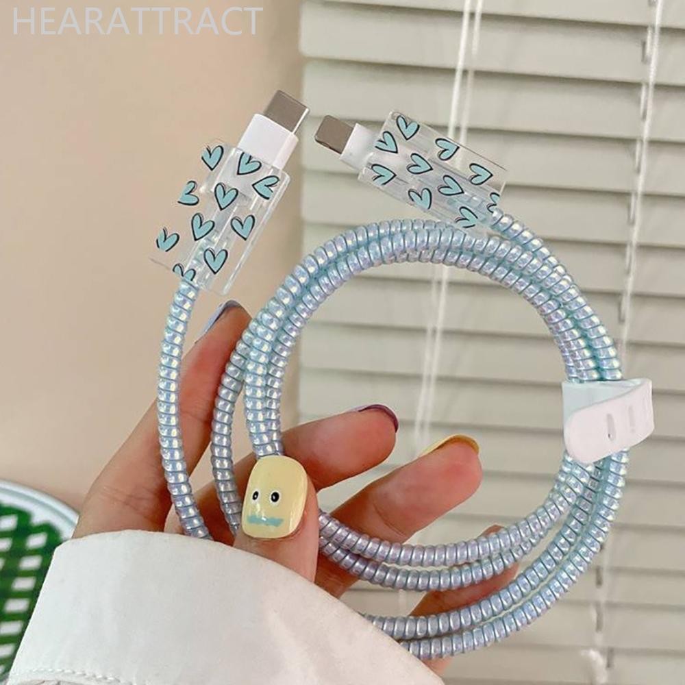 HEARATTRACT 1 Bộ Dành Cho IOS 18 / 20W Sạc Nhanh Cáp Dữ Liệu Bảo Vệ Với Mặt Trái Tim Bướm Họa Tiết H