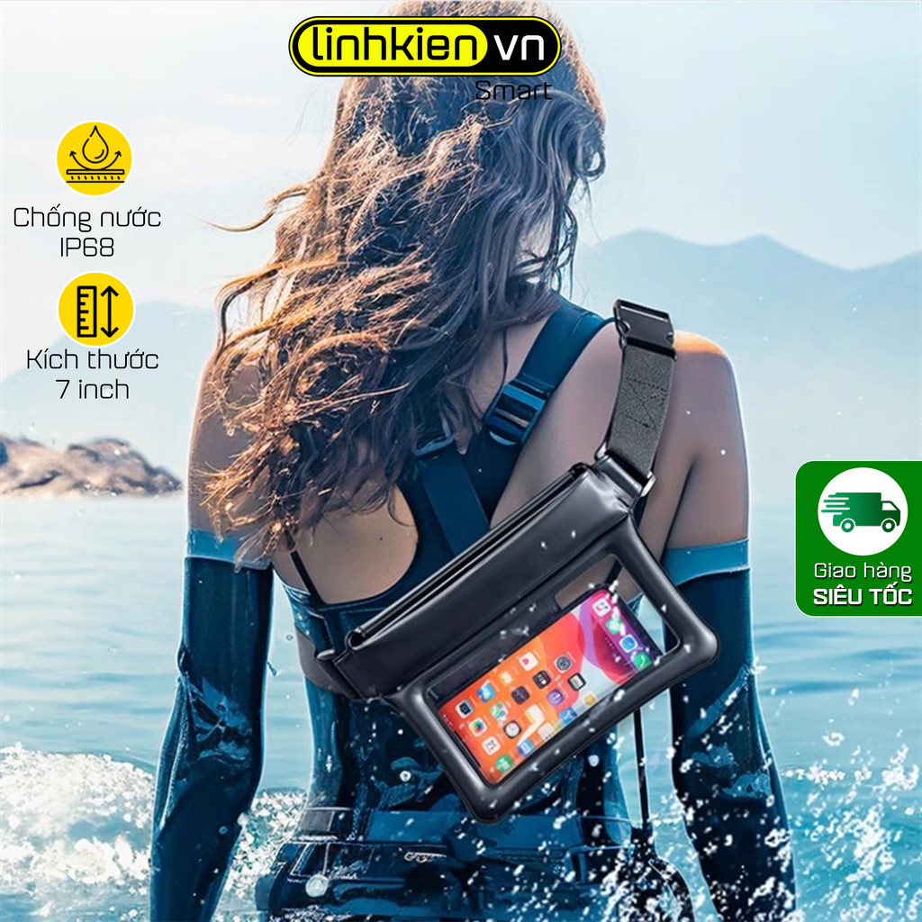 Túi Chống Nước Điện Thoại Đi Bơi Lặn Biển Chống Nước IP68 kích thước 7 inch có dây đeo