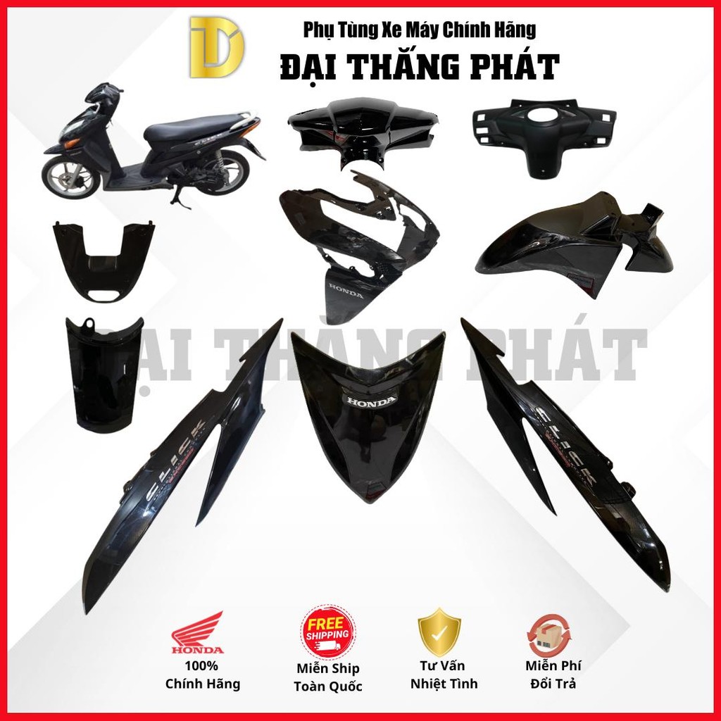 (Có bán lẻ) Dàn áo | Bộ nhựa xe Click 110cc KVB (2010-2011) - Màu Đen - NHA69P chính hãng Honda