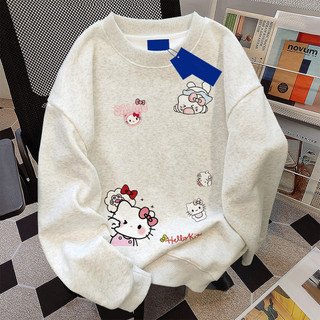  Áo sweater nữ form rộng hàn quốc xám tiêu dễ thương hello kitty y2k áo tay dài nỉ Salmo 
