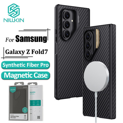 Ốp điện thoại từ tính sợi tổng hợp Nillkin cho Samsung Galaxy Z Fold7 / Fold 7 Vỏ bảo vệ ống kính bằng sợi Carbon