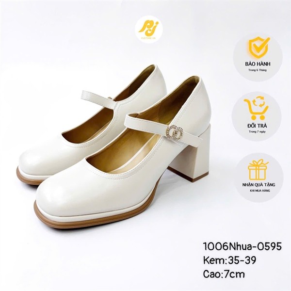 Giày lolita gót cao 7cm kiểu dáng basic tiểu thư, tôn dáng - (1006nhua)