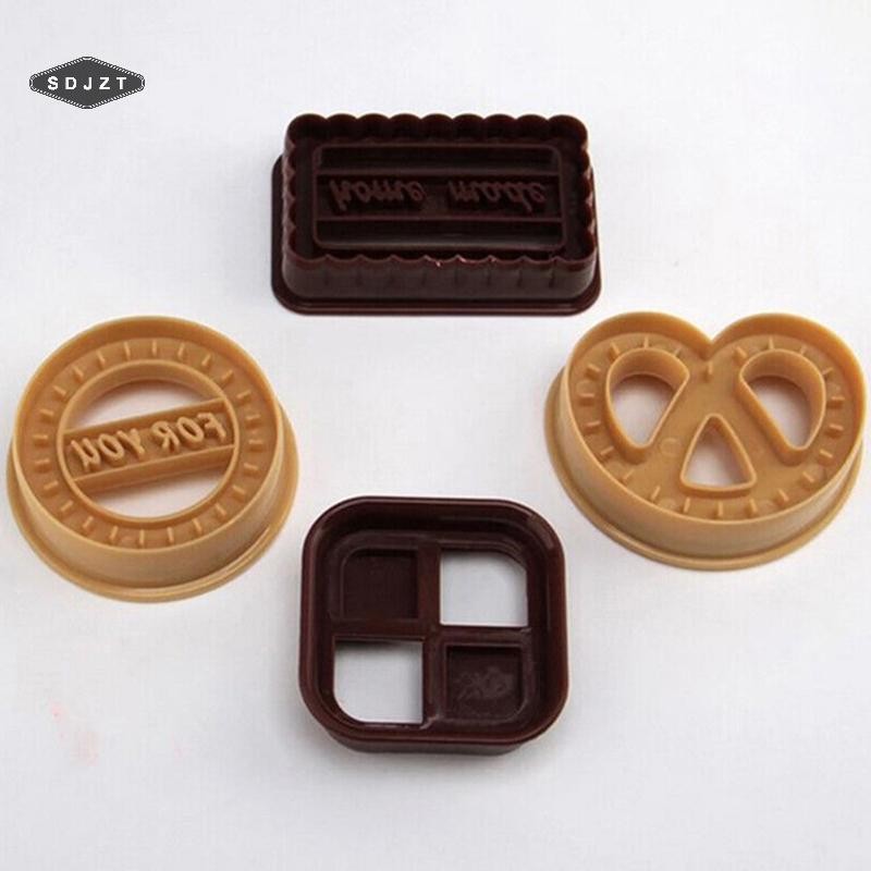 < SDJZT > Bộ 4 Bánh Quy Tròn Vuông Bánh Quy Cắt Bộ Bánh Mì Bánh Fondant Khuôn Làm Bánh Dụng Cụ Nướng